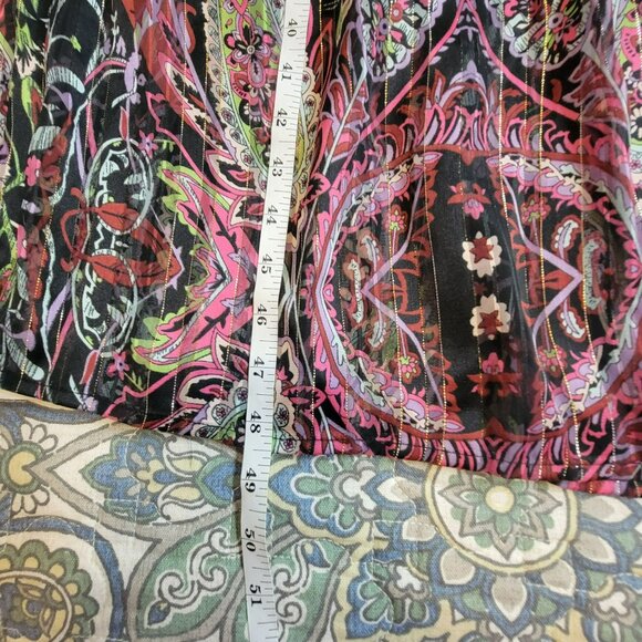 Elan Maxi Dress, Women S, Black Purple & White w/Gold Metallic, Paisley, EUC - Picture 11 of 12